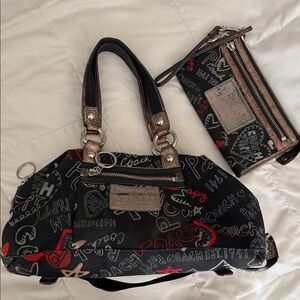 Coach Y2K Poppy Bag and Wristlet graffiti Luxe